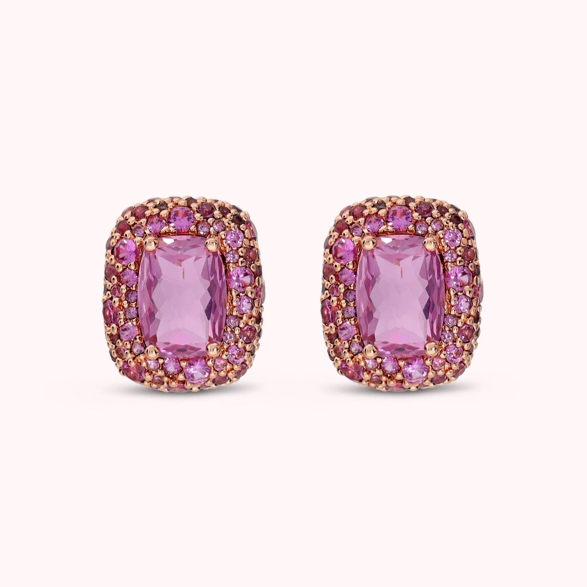 Orecchini a Lobo Rettangolari con Prisma Gem e Pavé Placcati Oro 18Kt
