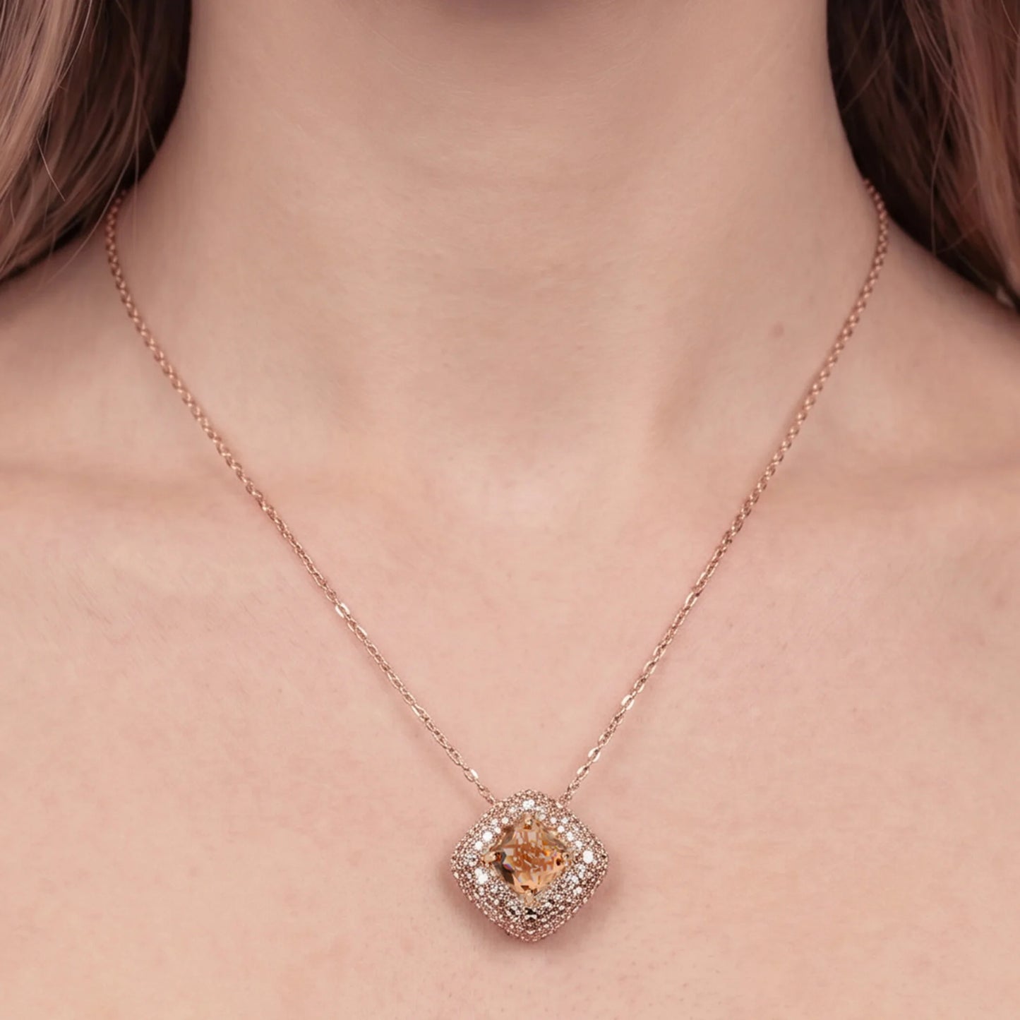 Collana Catena Forzatina con Pendente Rombo in Prisma Gem e Pavè