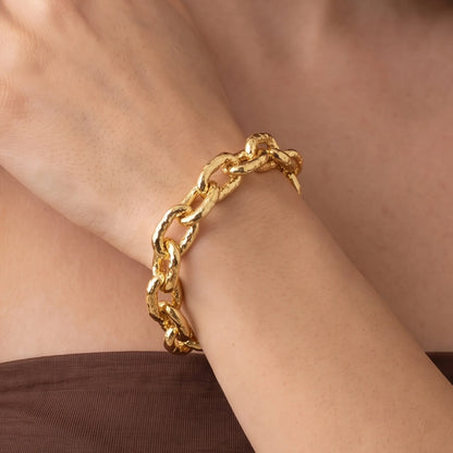 Bracciale con Maglie Ovali Martellate
