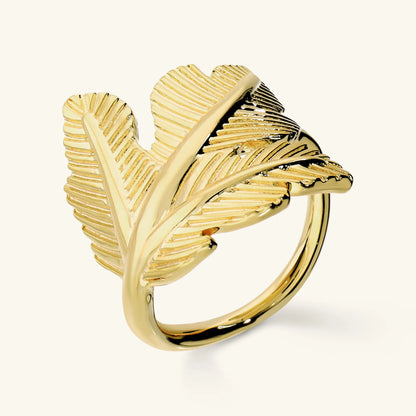 Anello Foglia Texture Rigata