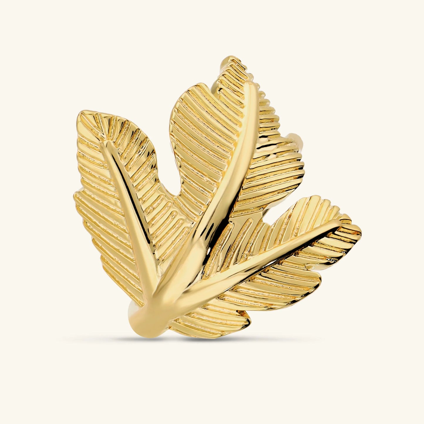 Anello Foglia Texture Rigata