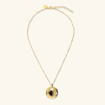 Collana Catena Grumetta con Rondelle e Pendente Disco Martellato