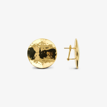 Orecchini a Disco Martellati in Argento 925 placcato Oro Giallo 18Kt