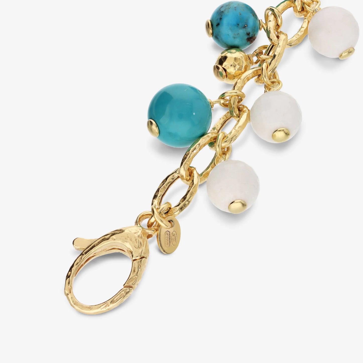 Bracciale in Argento 925 placcato Oro Giallo 18Kt con Pietre Naturali di Turchesi e Quarziti