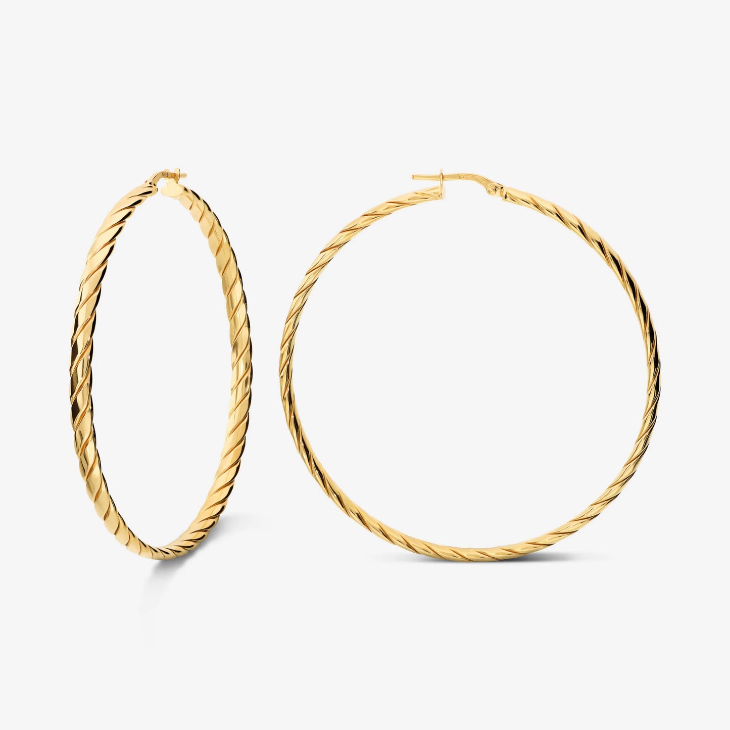 Orecchini a Cerchio Ritorti in Argento 925 placcato Oro Giallo 18Kt