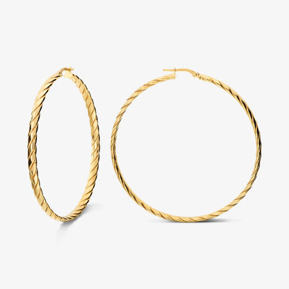 Orecchini a Cerchio Ritorti in Argento 925 placcato Oro Giallo 18Kt