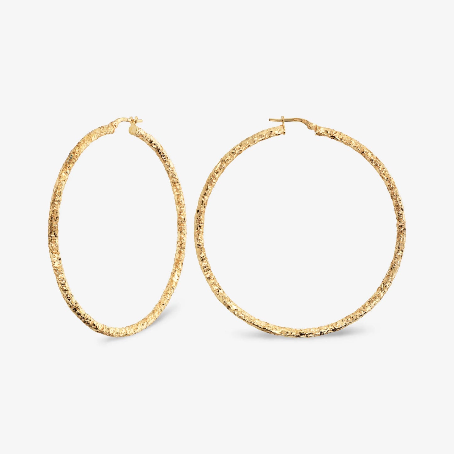 Orecchini a Cerchio in Argento 925 placcato Oro Giallo 18Kt con Superficie Lavorata