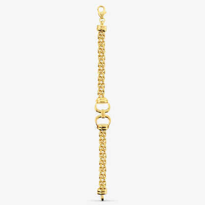 Bracciale Maglia Bizantina con Ferro di Cavallo in Argento 925 placcato Oro Giallo 18Kt