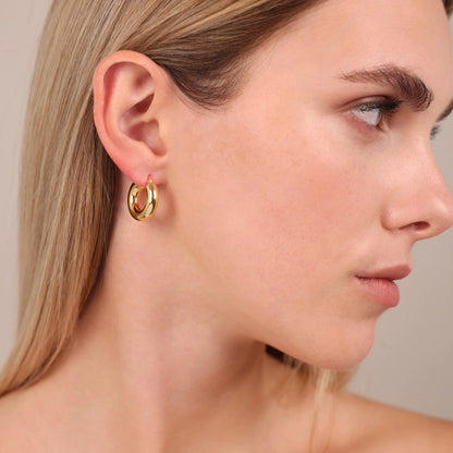 Orecchini a Cerchio in Argento 925 placcato Oro Giallo 18Kt