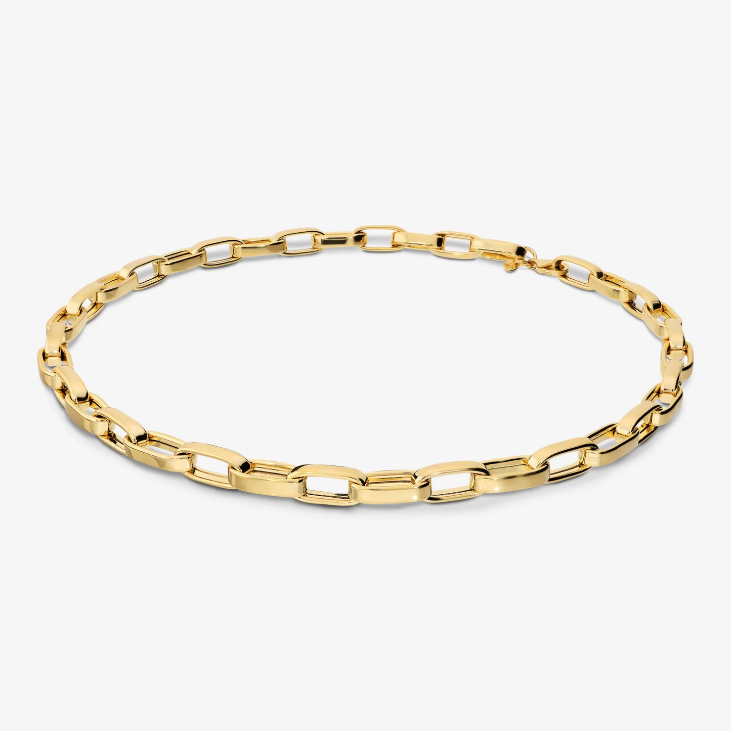 Collana Maxi Maglie Ovali Allungate in Argento 925 placcato Oro Giallo 18Kt