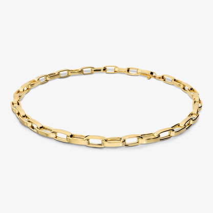 Collana Maxi Maglie Ovali Allungate in Argento 925 placcato Oro Giallo 18Kt