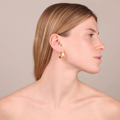 Orecchini a Cerchio Diamantati in Argento 925 placcato Oro Giallo 18Kt