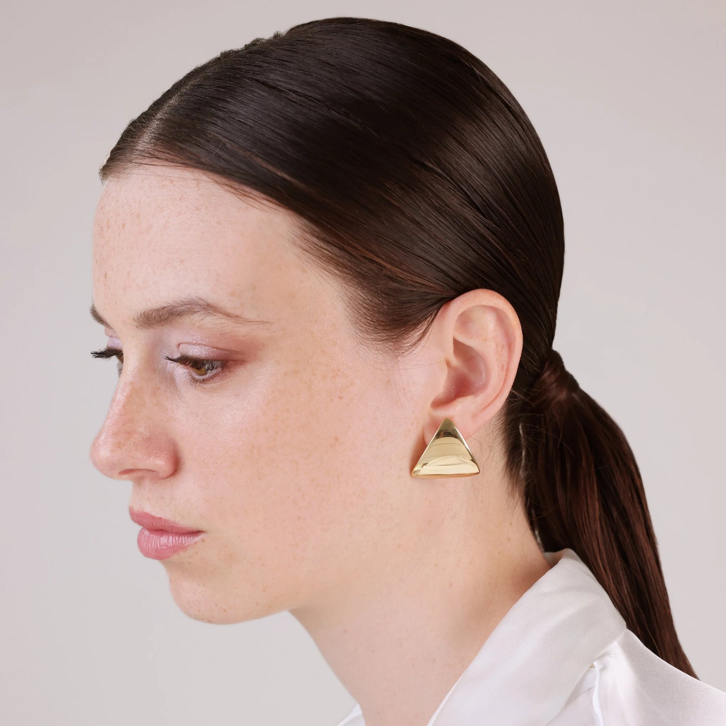 Orecchini a Lobo Triangolari in Argento 925 placcato Oro Giallo 18Kt