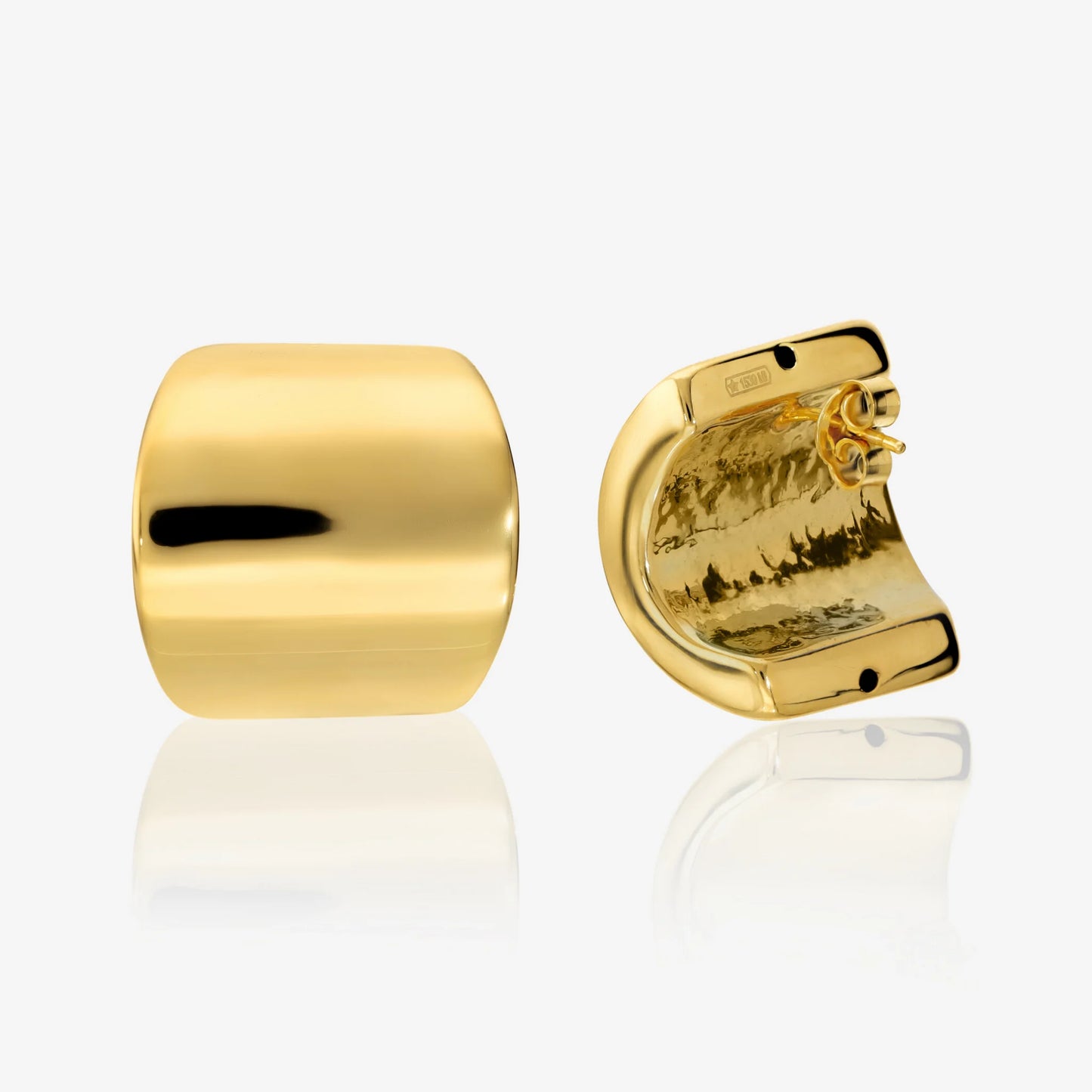 Orecchini Quadrati Sinuosi in Argento 925 placcato Oro Giallo 18Kt