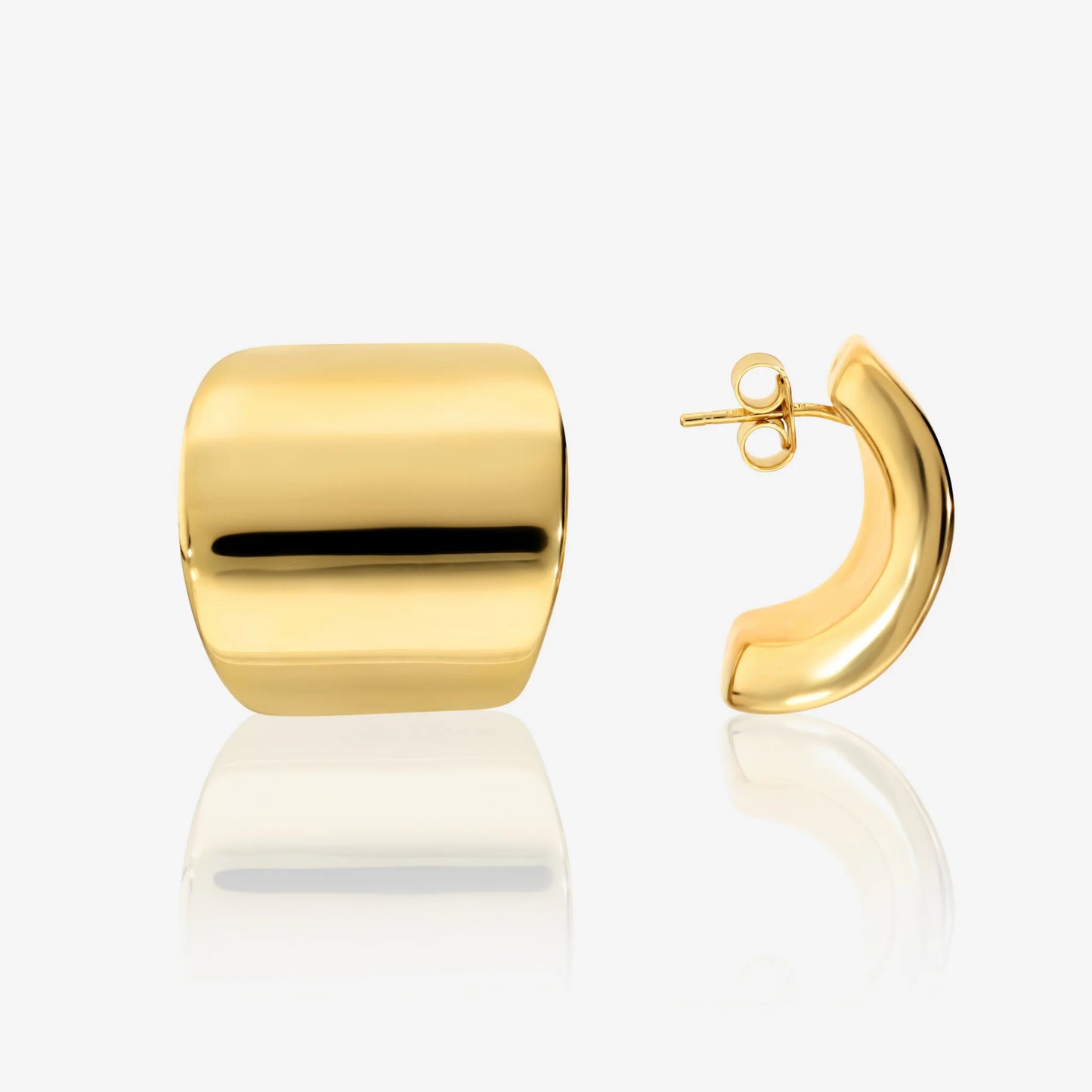 Orecchini Quadrati Sinuosi in Argento 925 placcato Oro Giallo 18Kt