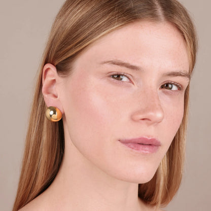 Orecchini a Sfera Lucidi in Argento 925 placcato Oro Giallo 18Kt - 20mm