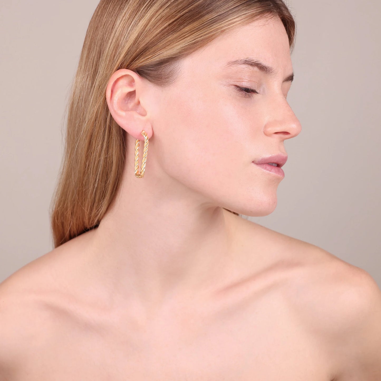Orecchini Design Corda in Argento 925 placcato Oro Giallo 18Kt