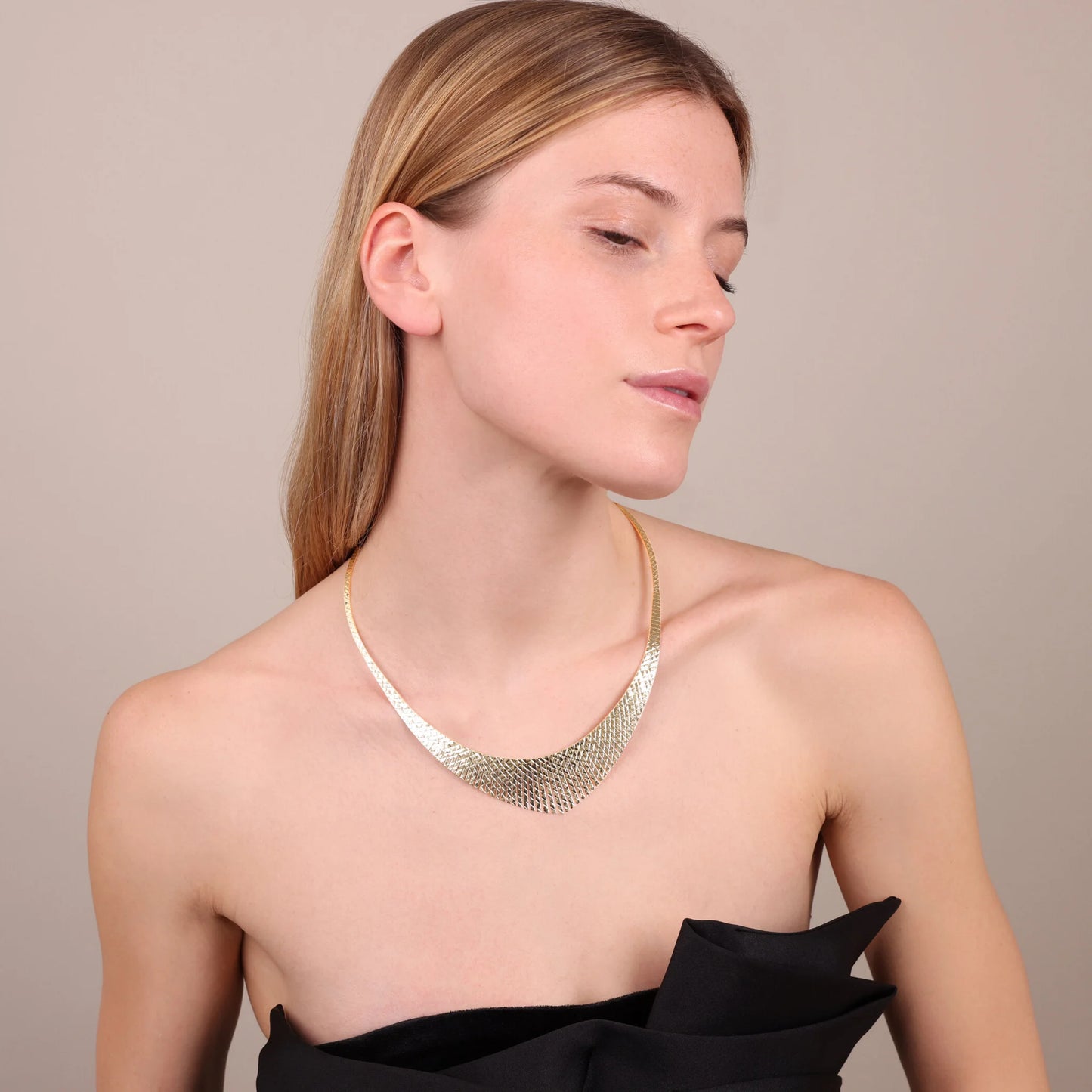 Collana Girocollo Diamantata in Argento 925 placcato Oro Giallo 18Kt