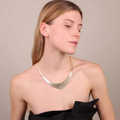Collana Girocollo Diamantata in Argento 925 placcato Oro Giallo 18Kt