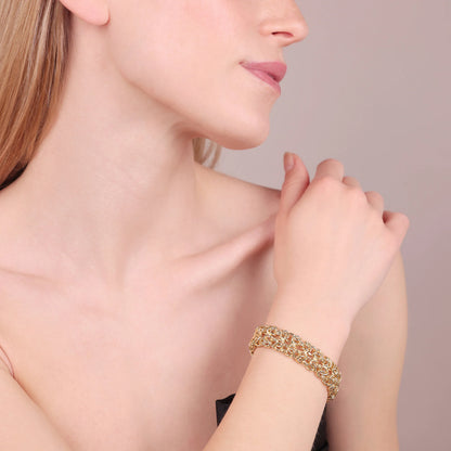 Bracciale Maxi Maglia Bizantina in Argento 925 placcato Oro Giallo 18Kt