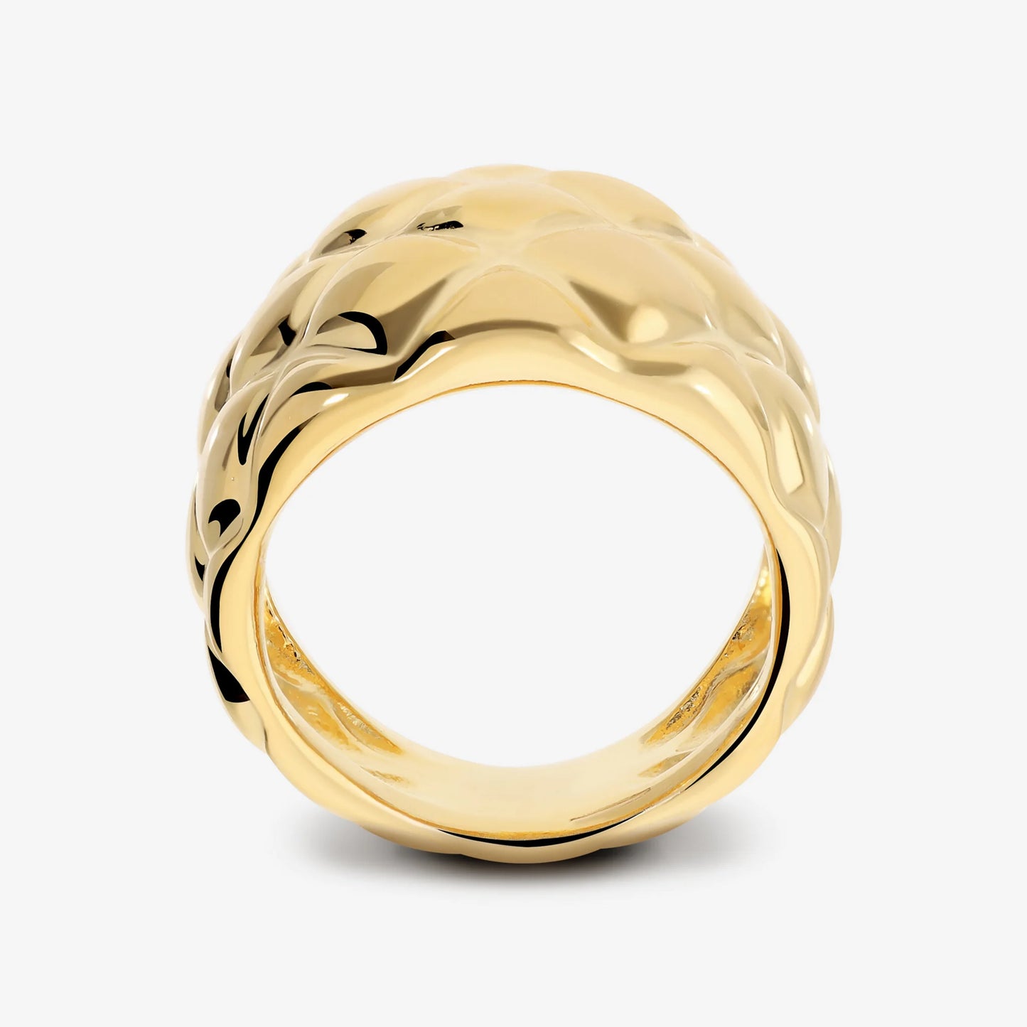 Anello a Fascia Graduato Matelassé in Argento 925 placcato Oro Giallo 18Kt