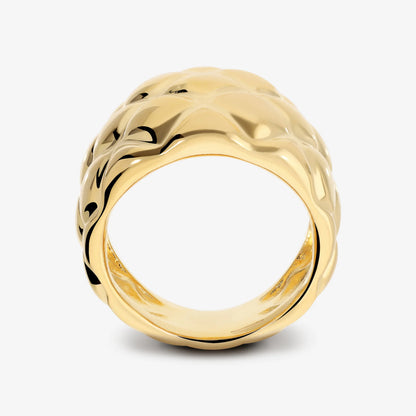 Anello a Fascia Graduato Matelassé in Argento 925 placcato Oro Giallo 18Kt