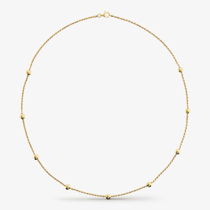 Collana Lunga Maglia Corda e Bead Lucide in Argento 925 placcato Oro Giallo 18Kt