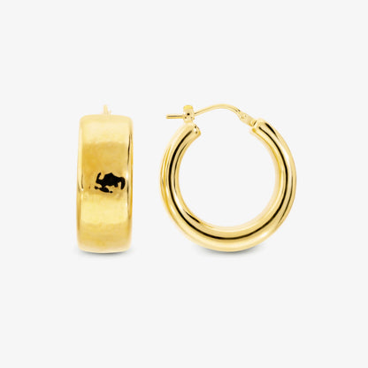 Orecchini a Cerchio Martellati in Argento 925 placcato Oro Giallo 18Kt