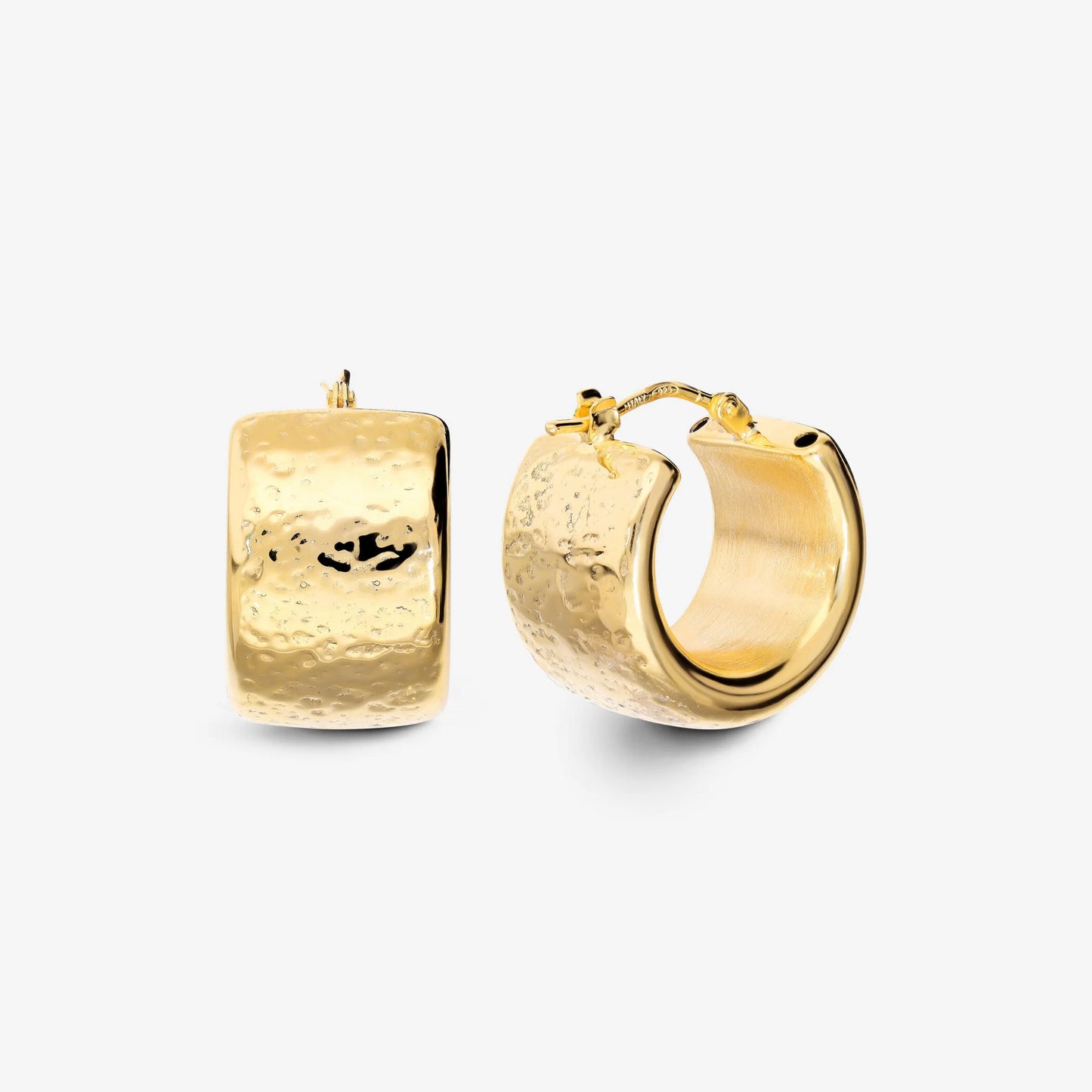 Orecchini a Cerchio Piccoli Martellati in Argento 925 placcato Oro Giallo 18Kt