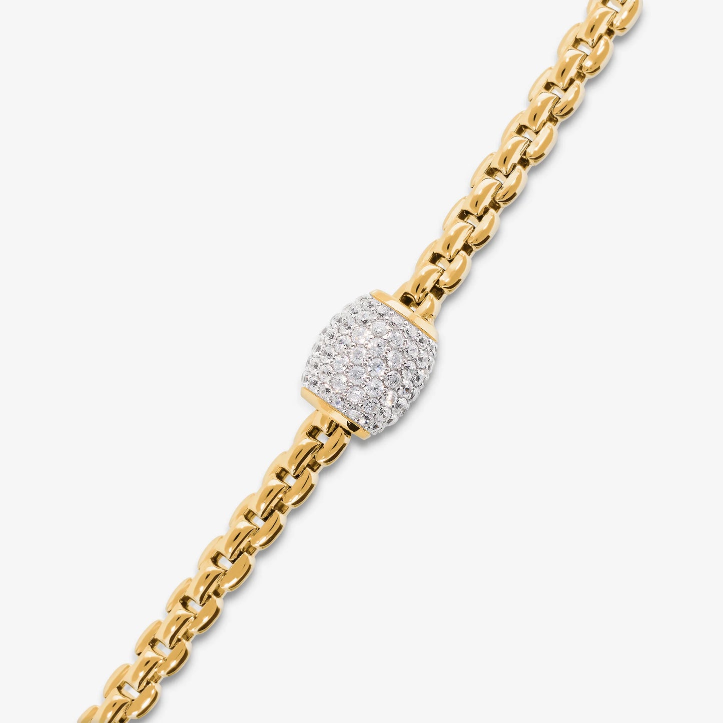 Bracciale Maglia Veneziana in Argento 925 placcato Oro Giallo 18Kt con Pavé di Cubic Zirconia