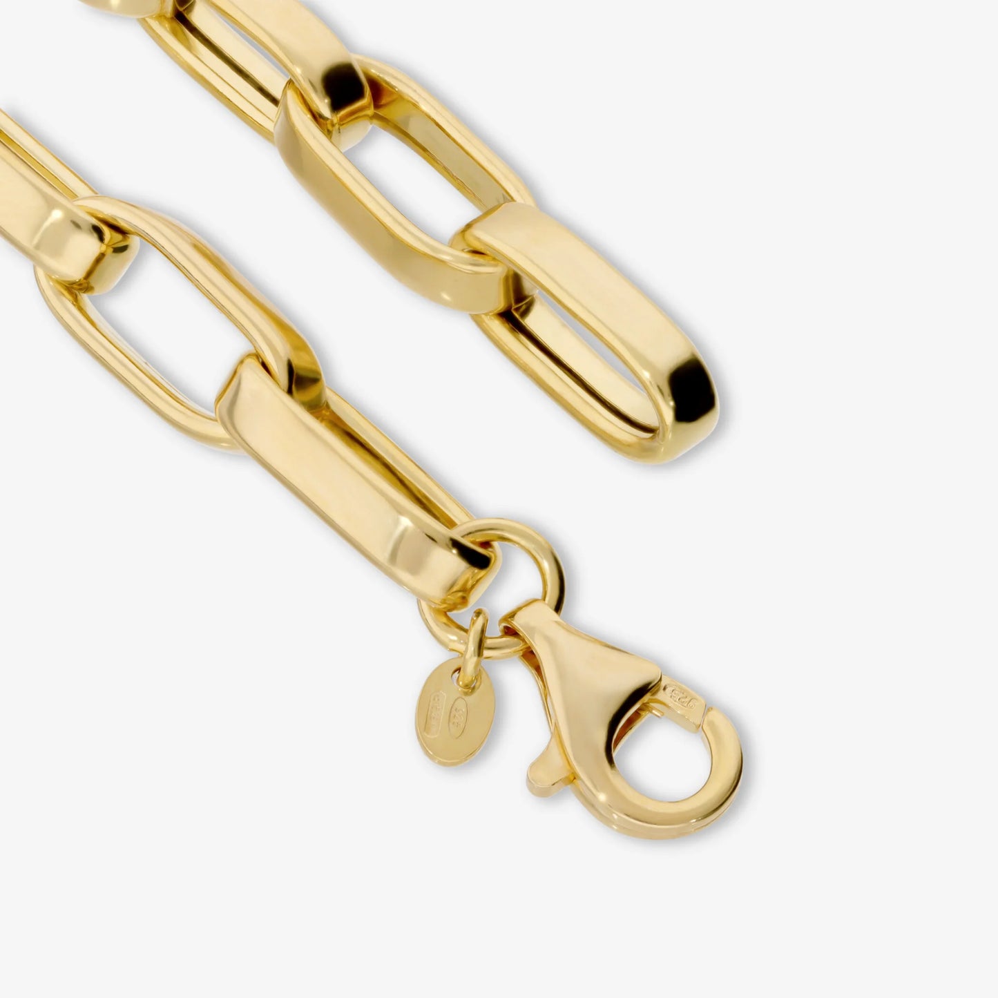Bracciale Maxi Maglie Ovali Allungate in Argento 925 placcato Oro Giallo 18Kt