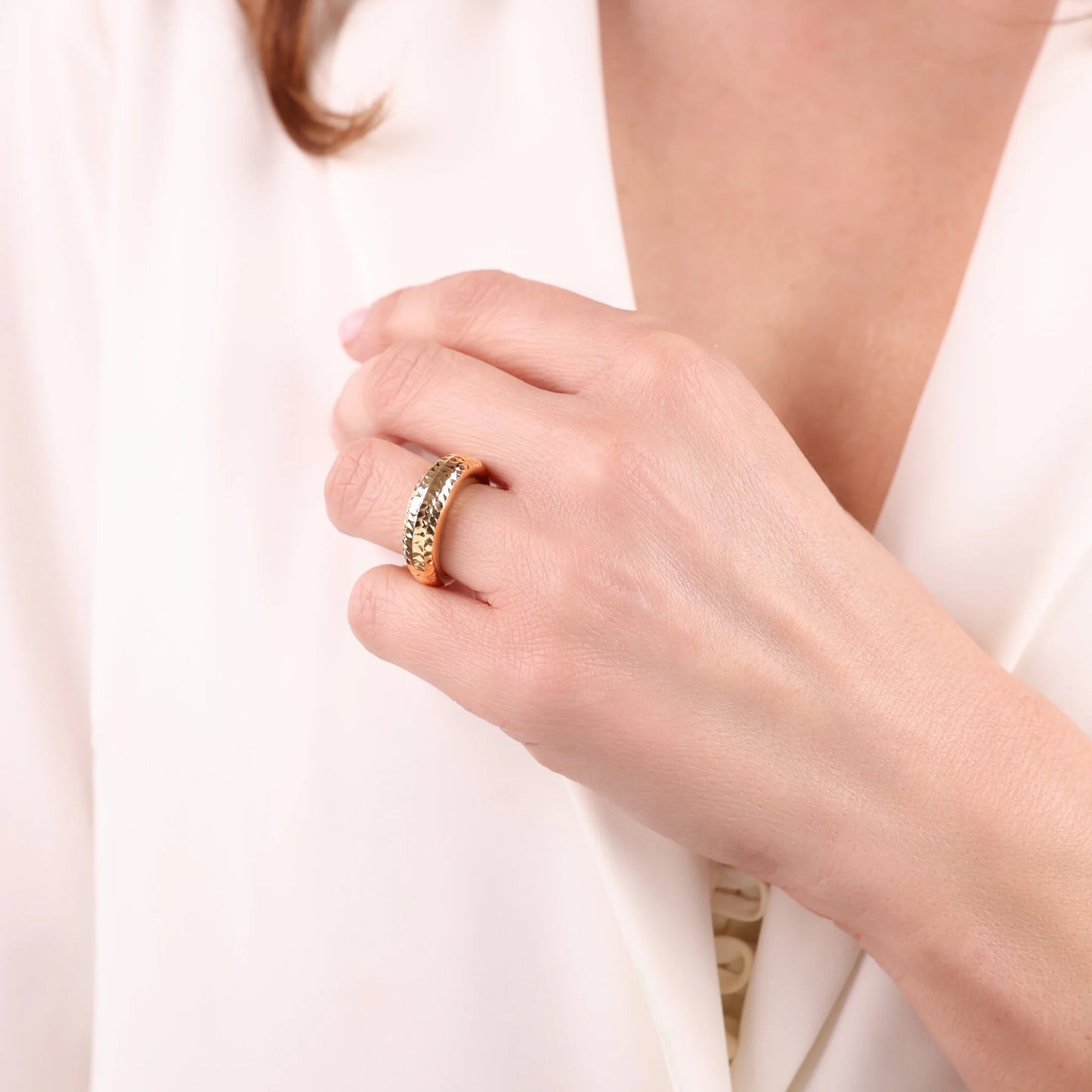 Anello Graduato Diamantato in Argento 925 placcato Oro Giallo 18Kt