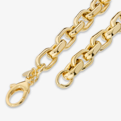 Bracciale Maglia Rolo Ovale in Argento 925 placcato Oro Giallo 18Kt