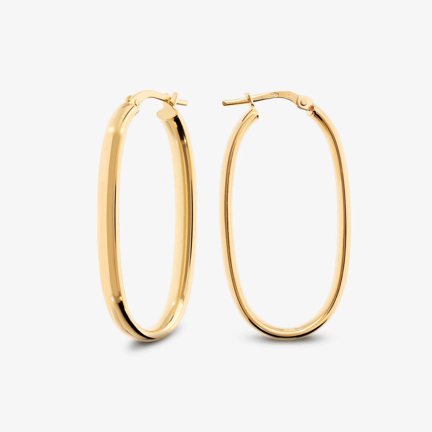 Orecchini Ovali Allungati Small in Argento 925 placcato Oro Giallo 18Kt