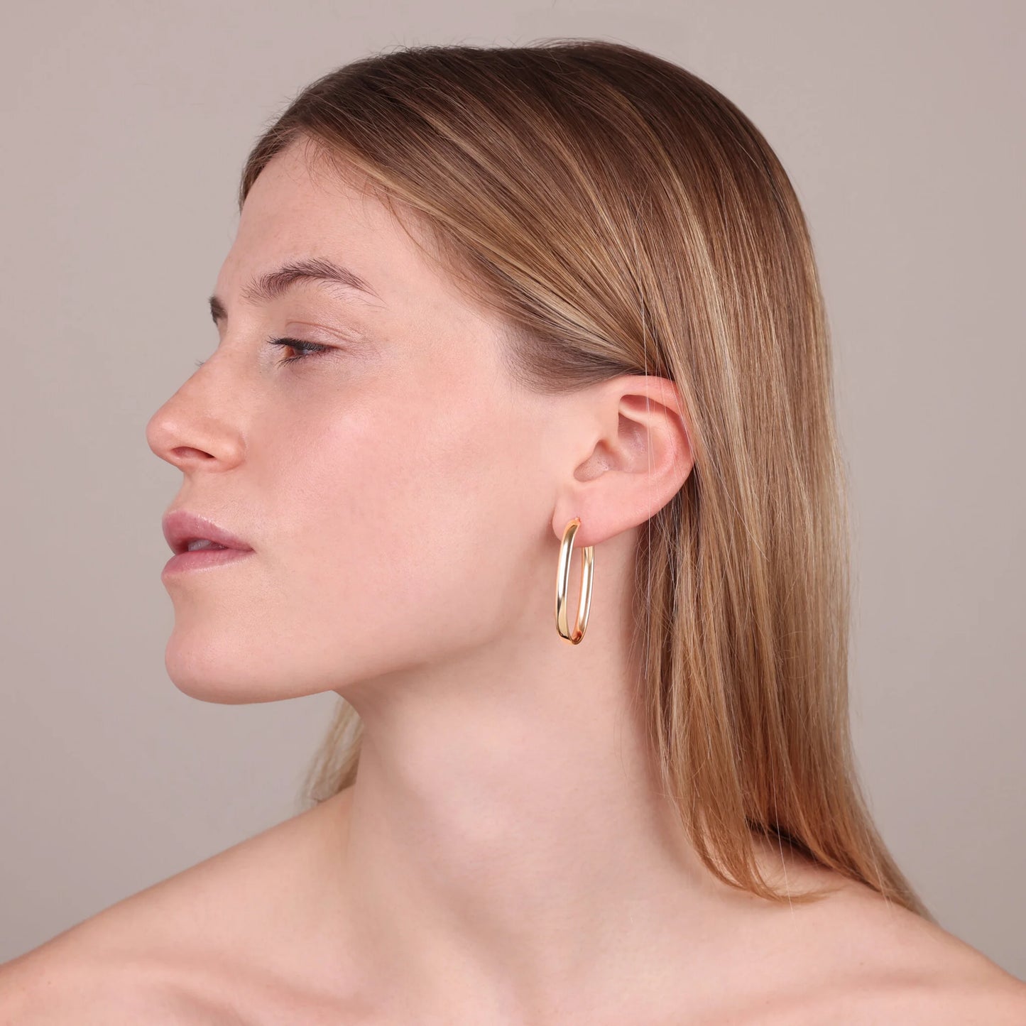 Orecchini Ovali Allungati Small in Argento 925 placcato Oro Giallo 18Kt