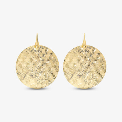 Orecchini Pendenti a Scudo Diamantati in Argento 925 placcato Oro Giallo 18Kt