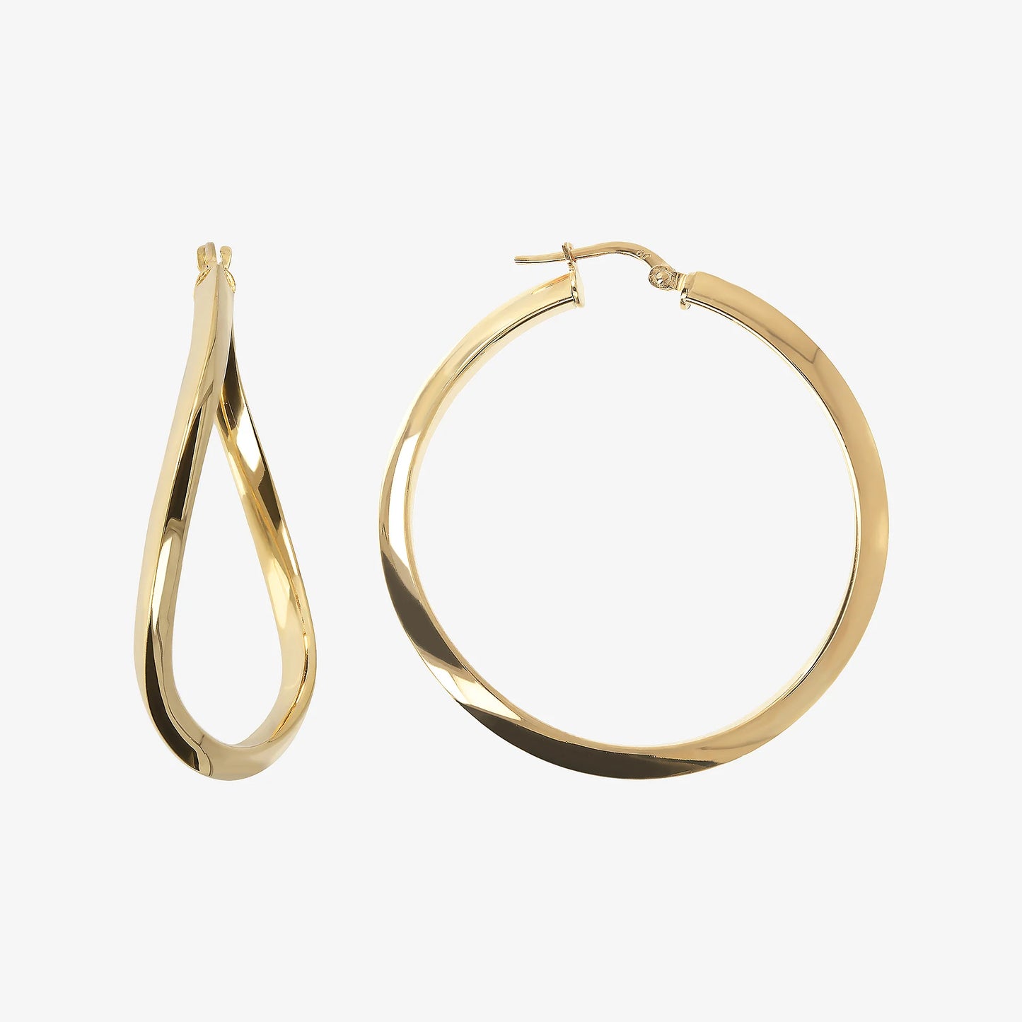 Orecchini a Cerchio Ovali Ondulati in Argento 925 placcato Oro Giallo 18Kt
