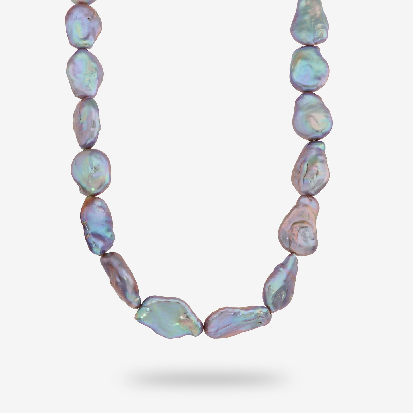Collana Girocollo in Argento 925 placcato Oro Rosa 18Kt con Perle Coin Barocche Peacock d'Acqua Dolce Ø 17 mm