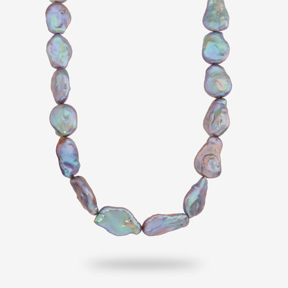 Collana Girocollo in Argento 925 placcato Oro Rosa 18Kt con Perle Coin Barocche Peacock d'Acqua Dolce Ø 17 mm