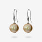 Orecchini Pendenti in Argento 925 placcato Oro Bianco 18Kt con Perle Ming Gold d'Acqua Dolce Ø 12/15 mm