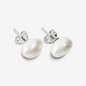 Orecchini in Argento 925 placcato Oro Bianco 18Kt con Perle Barocche a Pepita Bianche d'Acqua Dolce Ø 11/12 mm