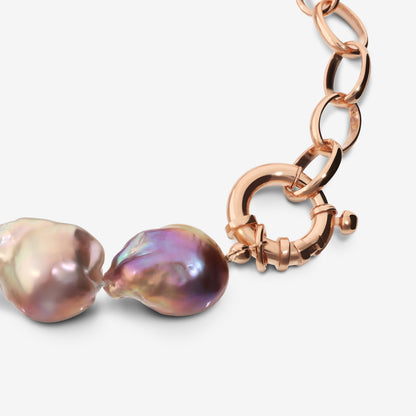Bracciale in Argento 925 placcato Oro Rosa 18Kt con Perle Scaramazze Multicolor Shades d'Acqua Dolce Ø 13 mm