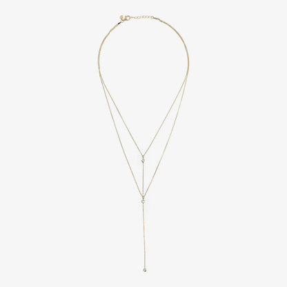 Collana Multifilo a Cravatta in Argento 925 placcato Oro Giallo 18Kt con Cubic Zirconia