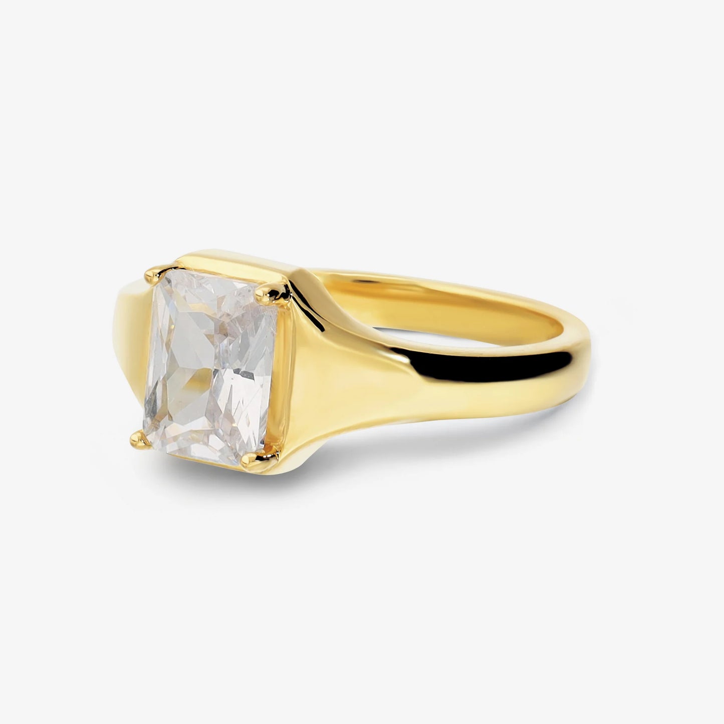 Anello Solitario in Argento 925 placcato Oro Giallo 18Kt con Cubic Zirconia