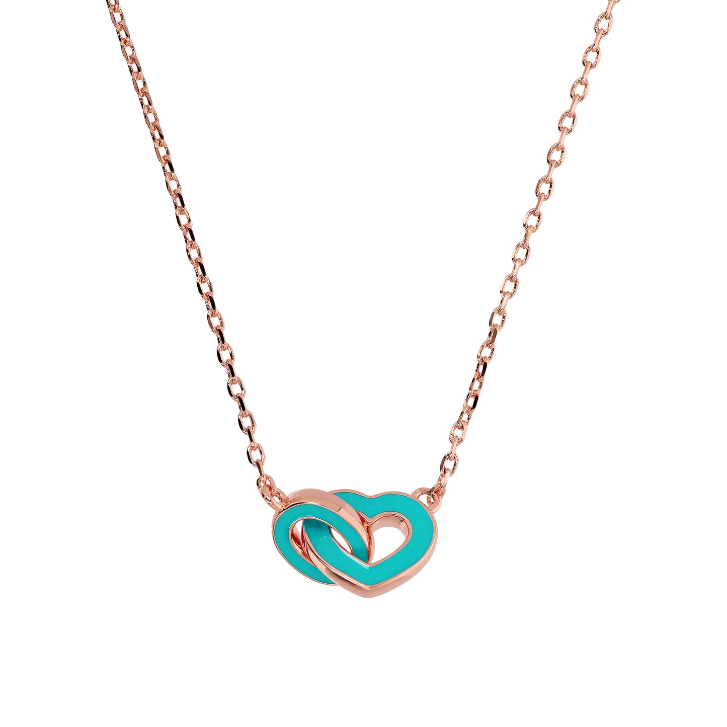 Collana Catena Forzatina con Doppio Pendente Smaltato Cuore e Maglia Ovale