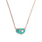 Collana Catena Forzatina con Doppio Pendente Smaltato Cuore e Maglia Ovale