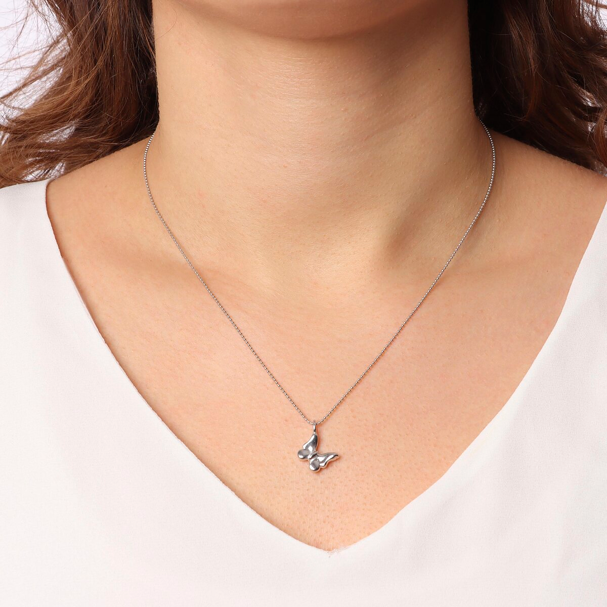 Collana Maglia a Palline in Argento 925 placcato Platino con Ciondolo Animale
