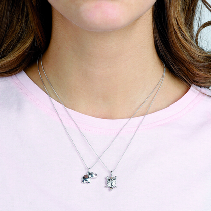 Collana Maglia a Palline in Argento 925 placcato Platino con Ciondolo Animale