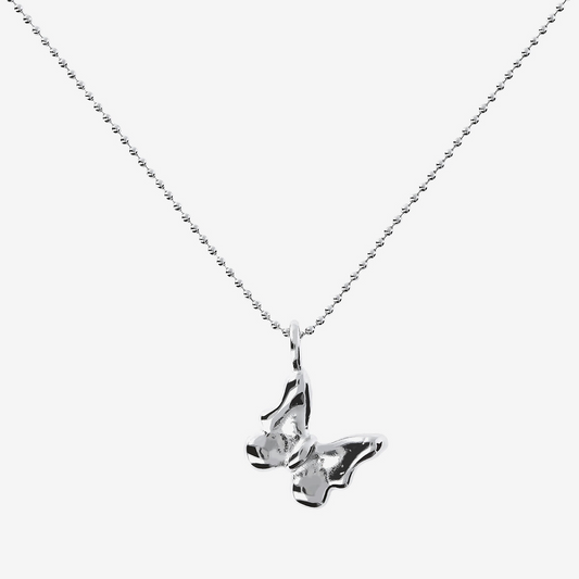Collana Maglia a Palline in Argento 925 placcato Platino con Ciondolo Animale