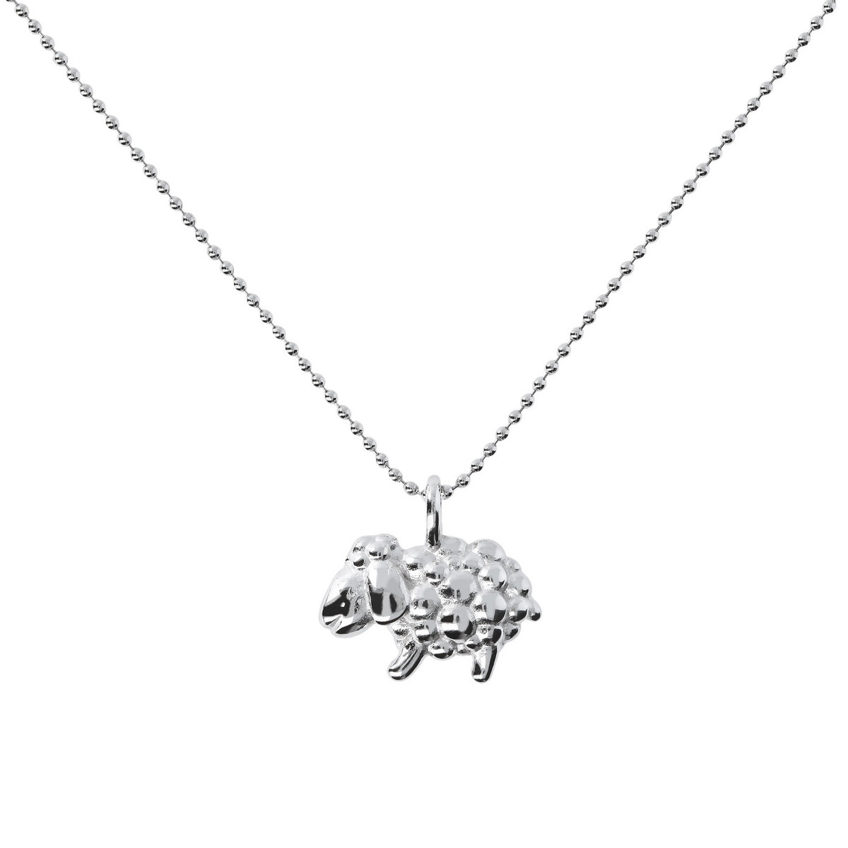 Collana Maglia a Palline in Argento 925 placcato Platino con Ciondolo Animale